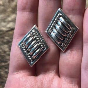 Sterling silver Native American Tom Charlie ribbed “melon” earrings